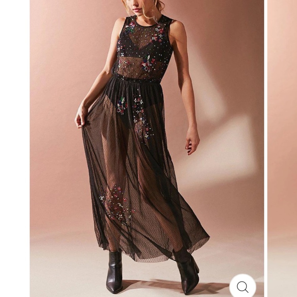 Black sheer sequined dress